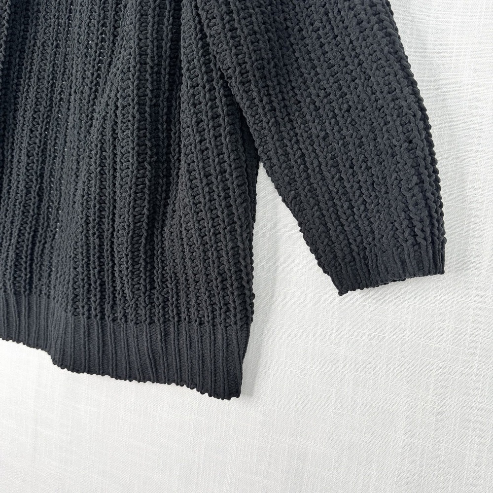Billabong Open Front Ribbed Knit Cardigan Sweater with Pockets  M Black - Picture 6 of 13